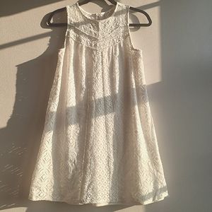 Lace Overlay A Line Dress | M | Ivory